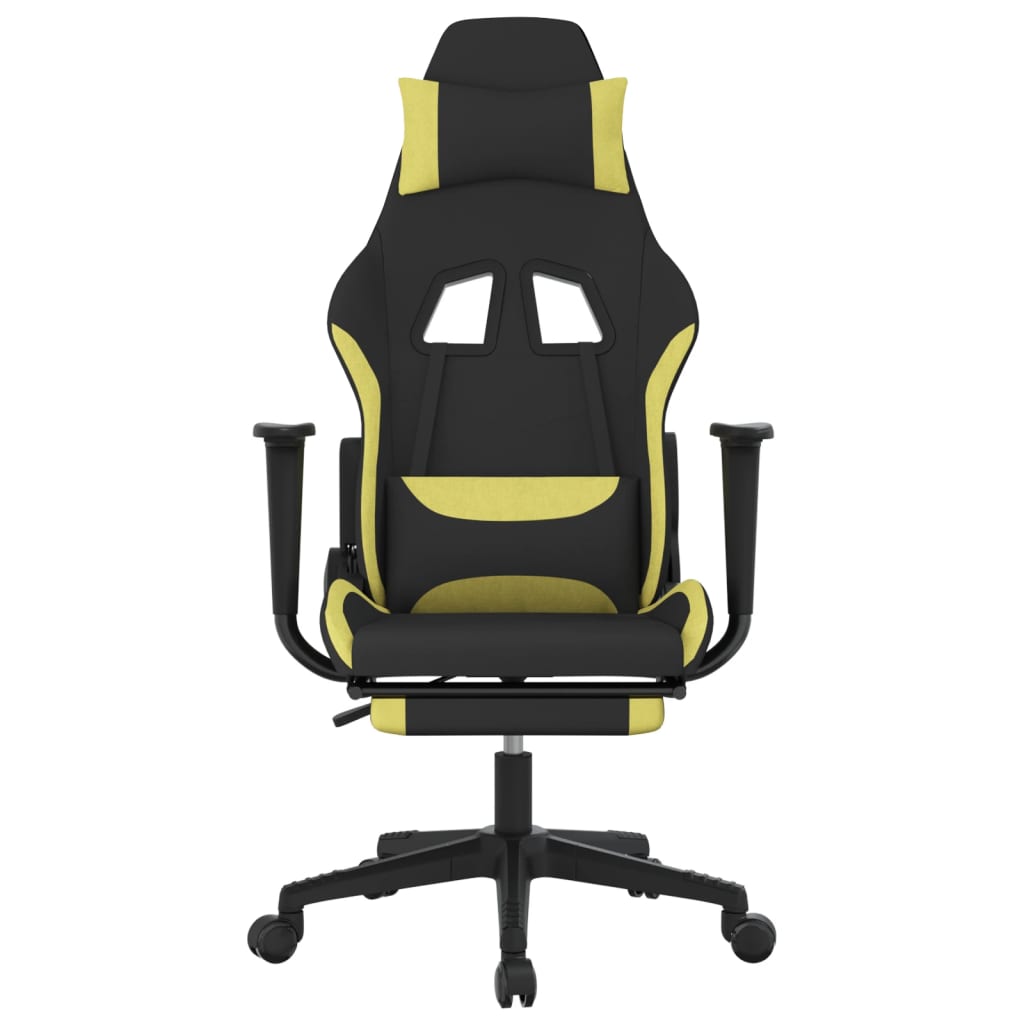 Massage gamestoel met voetensteun stof zwart en lichtgroen is nu te koop bij PeponiXL, paradijselijk wonen!