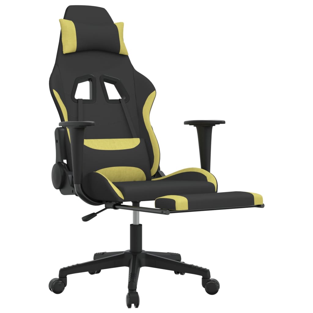 Massage gamestoel met voetensteun stof zwart en lichtgroen is nu te koop bij PeponiXL, paradijselijk wonen!