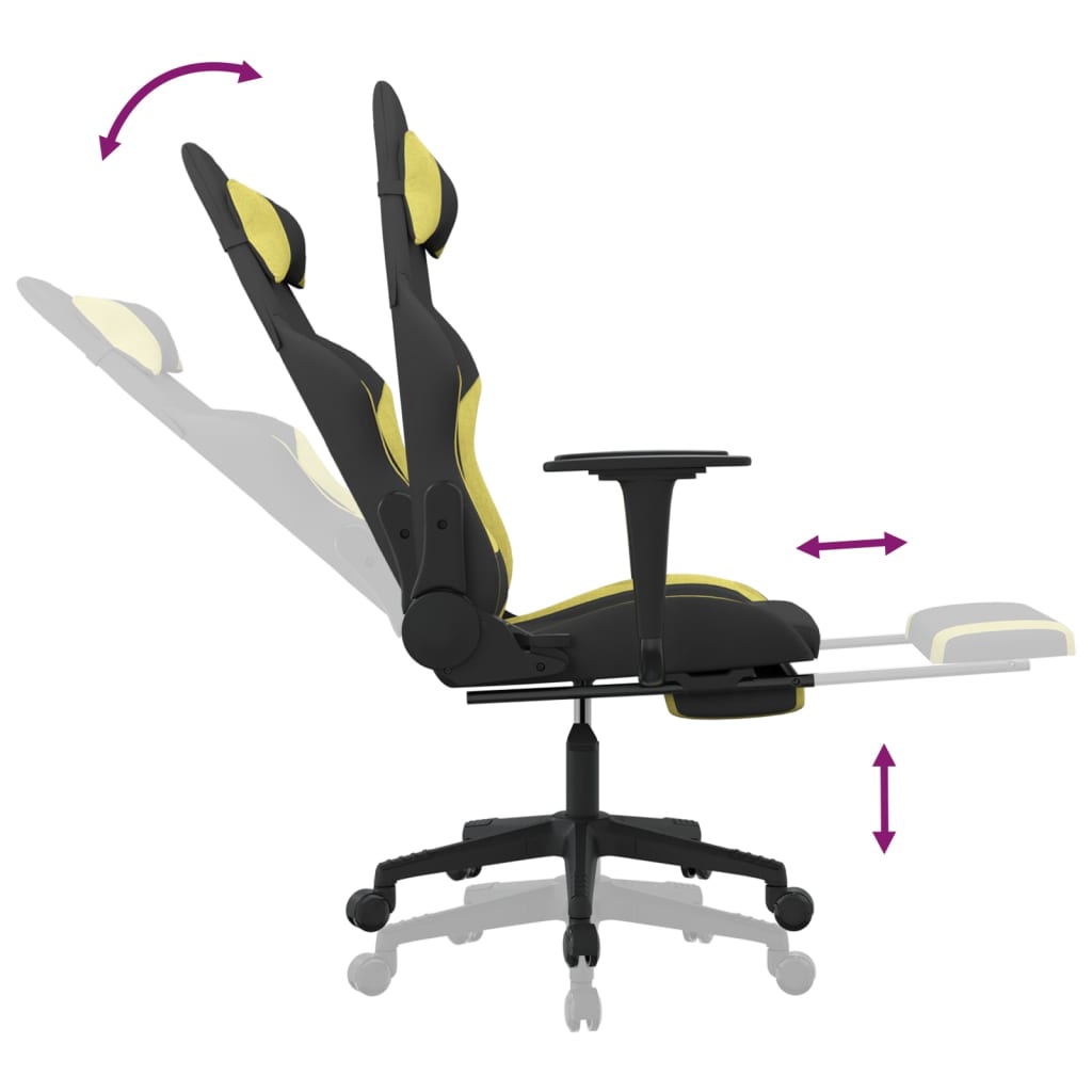 Massage gamestoel met voetensteun stof zwart en lichtgroen is nu te koop bij PeponiXL, paradijselijk wonen!