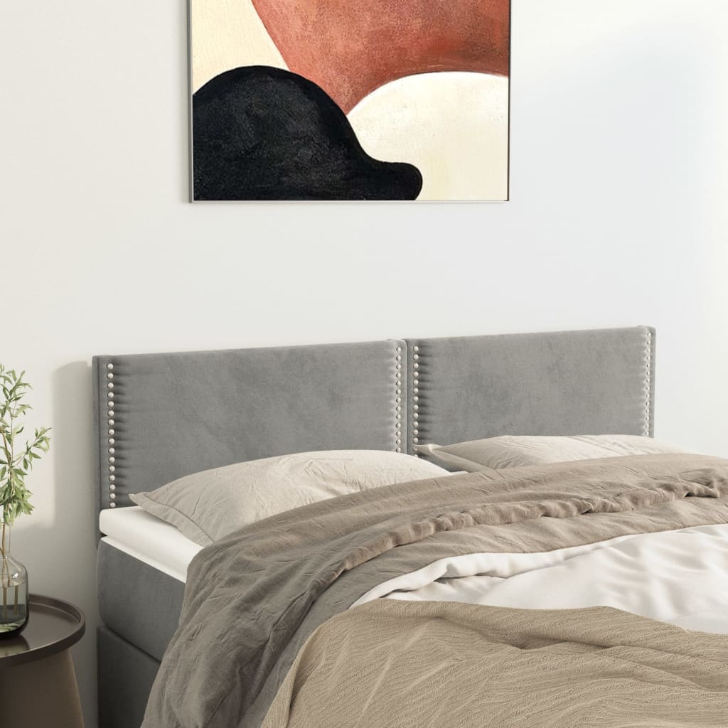 Hoofdborden 144x5x78/88 cm fluweel lichtgrijs is nu te koop bij PeponiXL, paradijselijk wonen!
