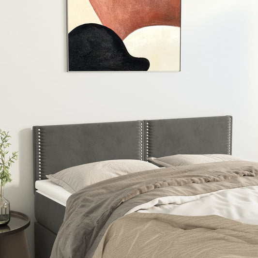 Hoofdborden 144x5x78/88 cm fluweel donkergrijs is nu te koop bij PeponiXL, paradijselijk wonen!
