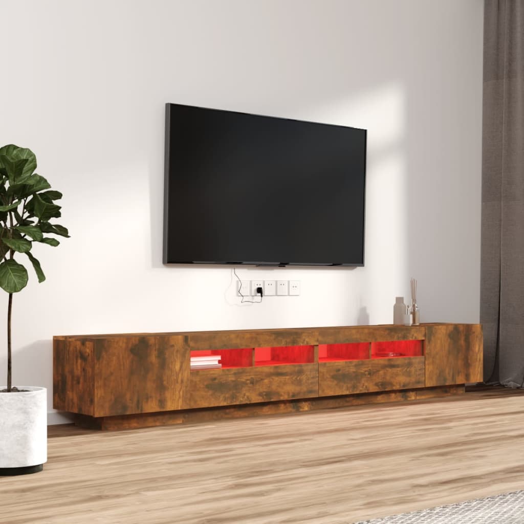 3-delige Tv-meubelset met LED bewerkt hout gerookt eikenkleurig is nu te koop bij PeponiXL, paradijselijk wonen!