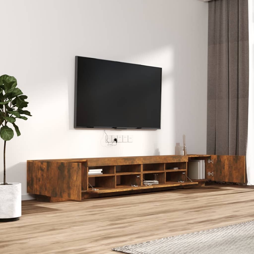 3-delige Tv-meubelset met LED bewerkt hout gerookt eikenkleurig is nu te koop bij PeponiXL, paradijselijk wonen!