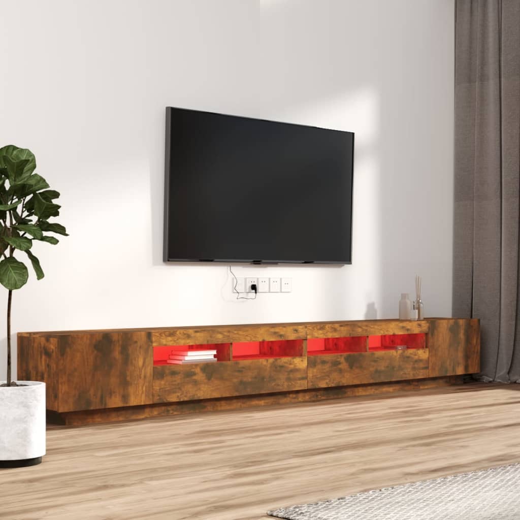 3-delige Tv-meubelset met LED bewerkt hout gerookt eikenkleurig is nu te koop bij PeponiXL, paradijselijk wonen!
