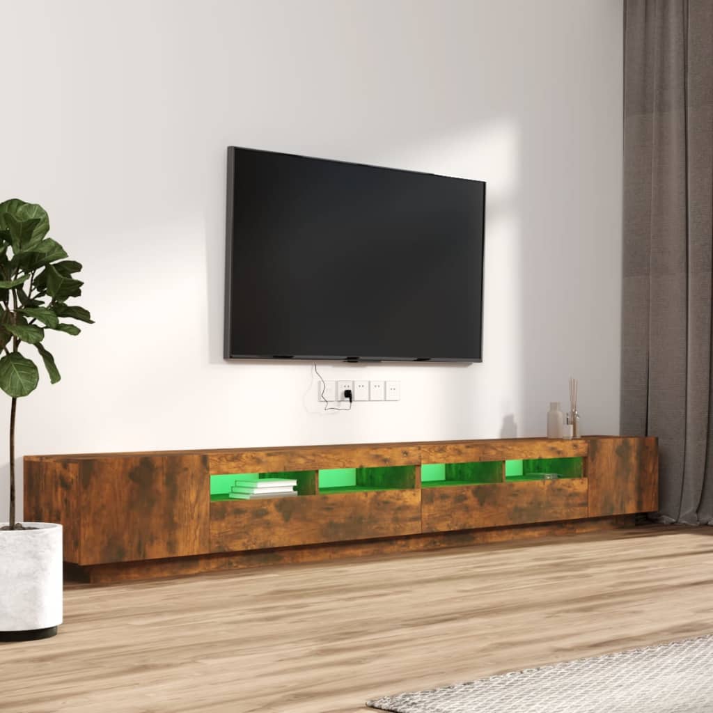 3-delige Tv-meubelset met LED bewerkt hout gerookt eikenkleurig is nu te koop bij PeponiXL, paradijselijk wonen!