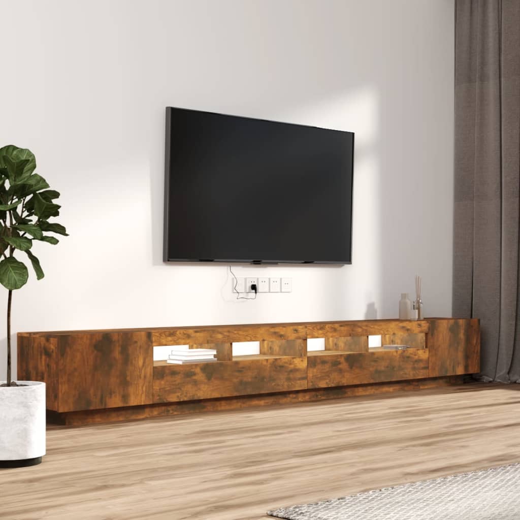 3-delige Tv-meubelset met LED bewerkt hout gerookt eikenkleurig is nu te koop bij PeponiXL, paradijselijk wonen!
