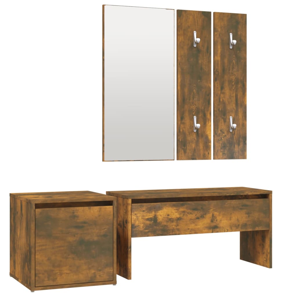 Garderobe set bewerkt hout gerookt eikenkleurig is nu te koop bij PeponiXL, paradijselijk wonen!