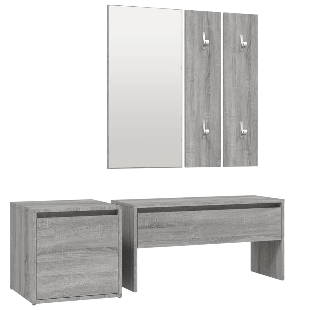 Garderobe set bewerkt hout grijs sonoma eikenkleurig is nu te koop bij PeponiXL, paradijselijk wonen!