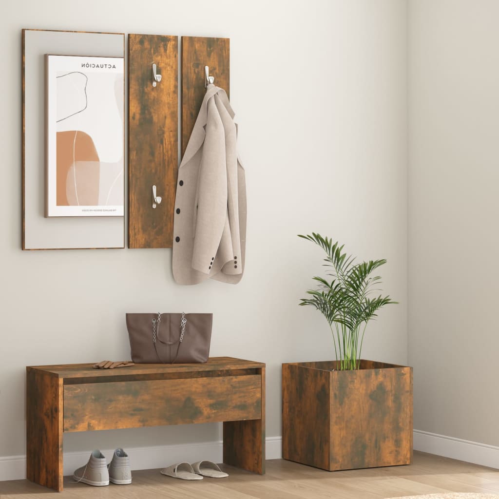Garderobe set bewerkt hout gerookt eikenkleurig is nu te koop bij PeponiXL, paradijselijk wonen!