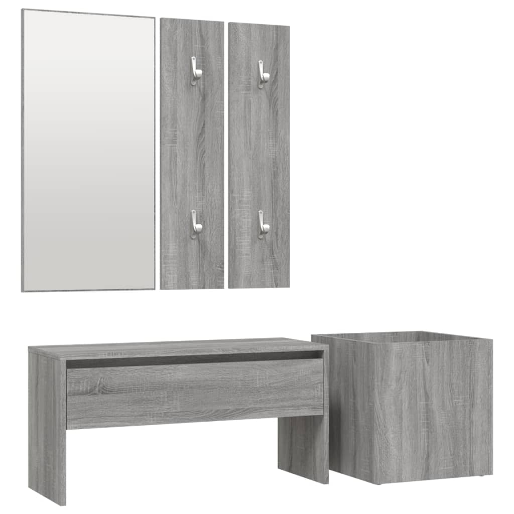 Garderobe set bewerkt hout grijs sonoma eikenkleurig is nu te koop bij PeponiXL, paradijselijk wonen!