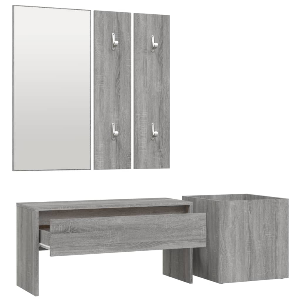 Garderobe set bewerkt hout grijs sonoma eikenkleurig is nu te koop bij PeponiXL, paradijselijk wonen!