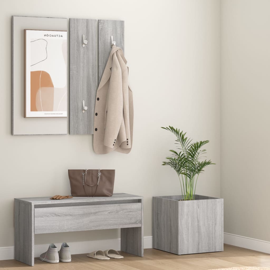Garderobe set bewerkt hout grijs sonoma eikenkleurig is nu te koop bij PeponiXL, paradijselijk wonen!