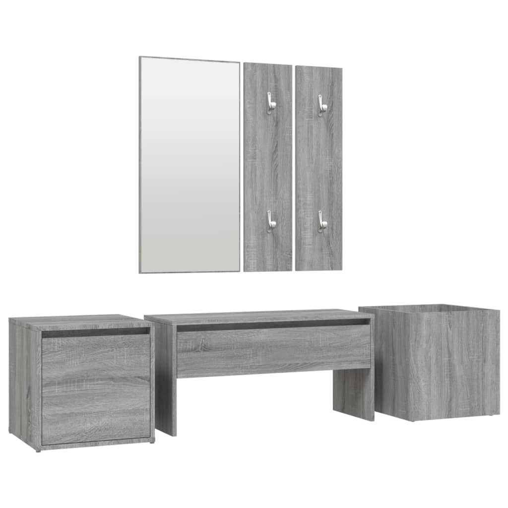 Garderobe set bewerkt hout grijs sonoma eikenkleurig is nu te koop bij PeponiXL, paradijselijk wonen!
