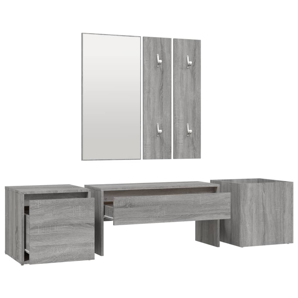 Garderobe set bewerkt hout grijs sonoma eikenkleurig is nu te koop bij PeponiXL, paradijselijk wonen!