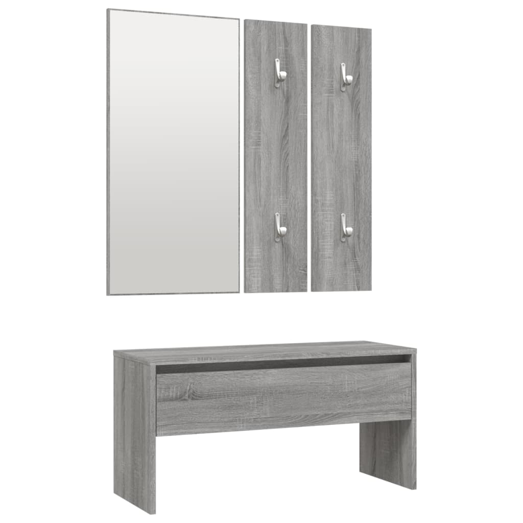 Garderobe set bewerkt hout grijs sonoma eikenkleurig is nu te koop bij PeponiXL, paradijselijk wonen!
