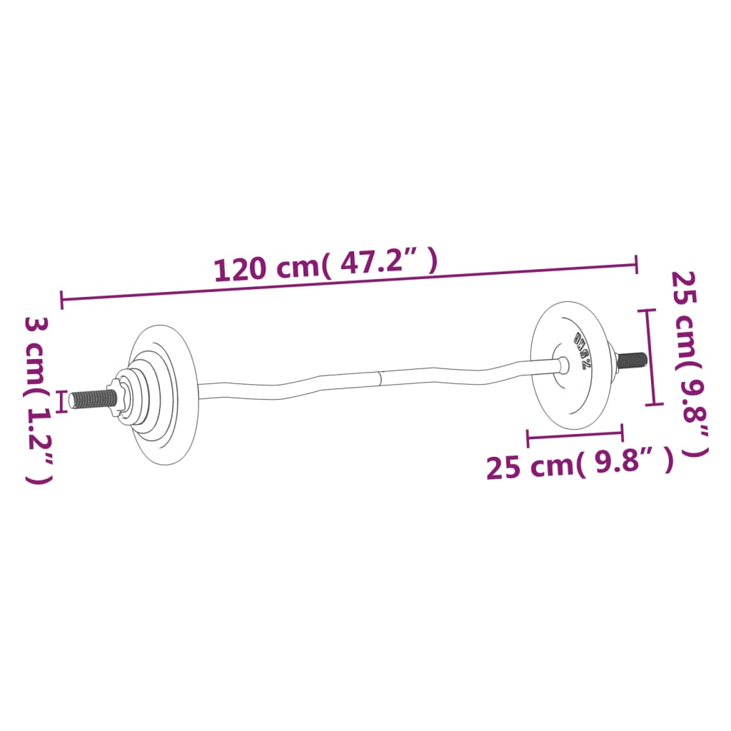 Halter met gewichten 30 kg gietijzer en verchroomd staal is nu te koop bij PeponiXL, paradijselijk wonen!