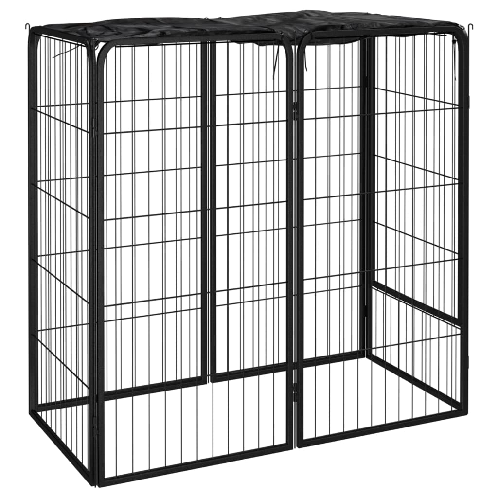 Hondenkennel 6 panelen 50 x 100 cm gepoedercoat staal zwart is nu te koop bij PeponiXL, paradijselijk wonen!