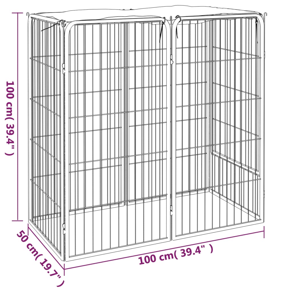 Hondenkennel 6 panelen 50 x 100 cm gepoedercoat staal zwart is nu te koop bij PeponiXL, paradijselijk wonen!