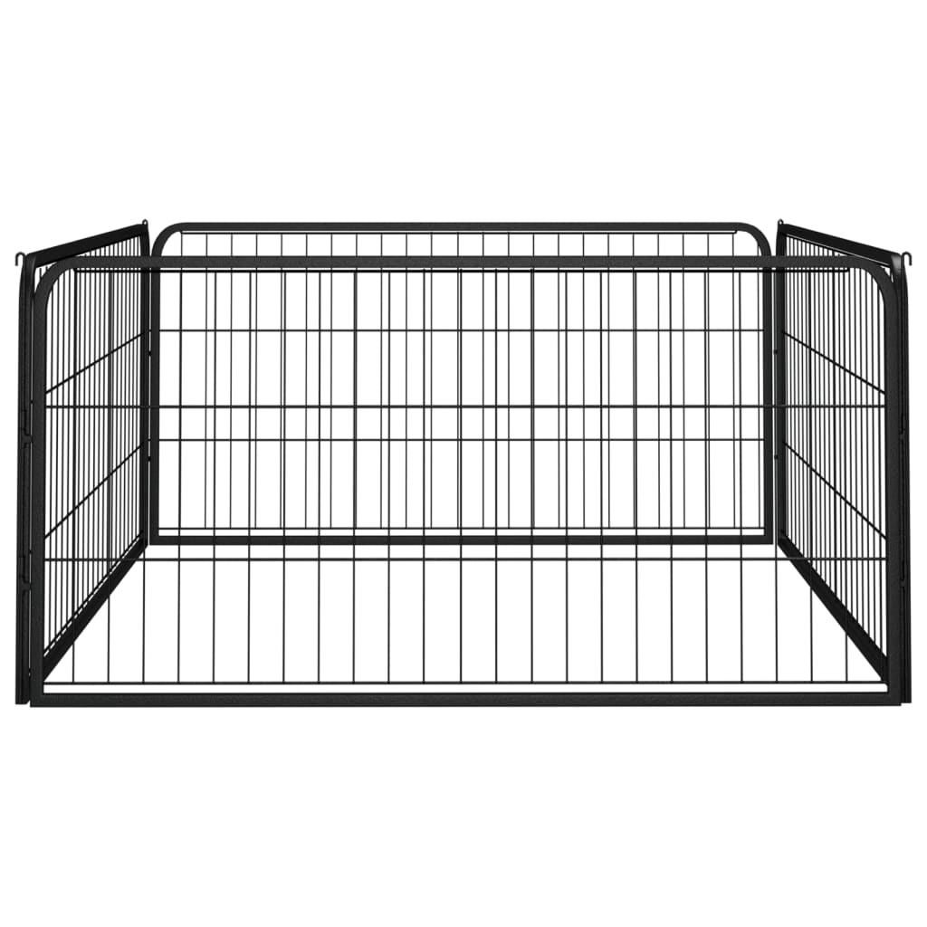 Hondenkennel 4 panelen 100x50 cm gepoedercoat staal zwart is nu te koop bij PeponiXL, paradijselijk wonen!