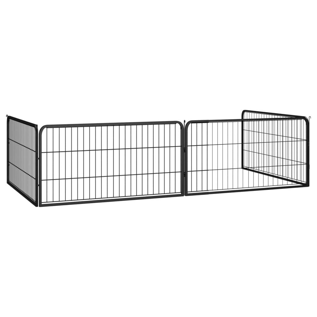 Hondenkennel 4 panelen 100x50 cm gepoedercoat staal zwart is nu te koop bij PeponiXL, paradijselijk wonen!
