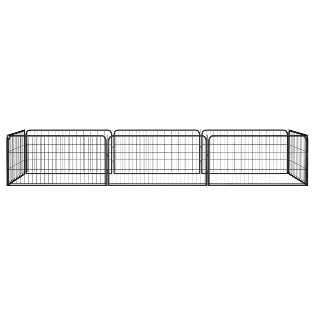 Hondenkennel 8 panelen 100x50 cm gepoedercoat staal zwart is nu te koop bij PeponiXL, paradijselijk wonen!