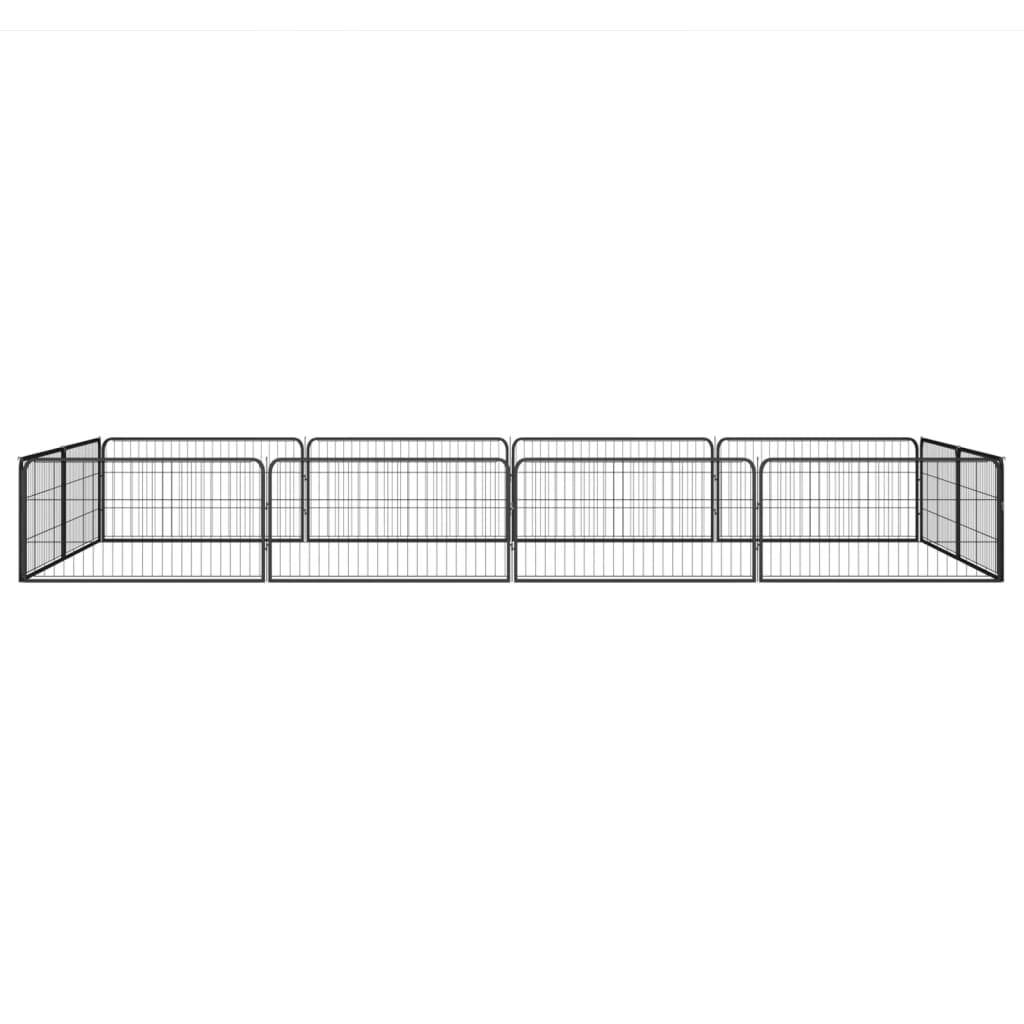 Hondenkennel 12 panelen 100x50 cm gepoedercoat staal zwart is nu te koop bij PeponiXL, paradijselijk wonen!