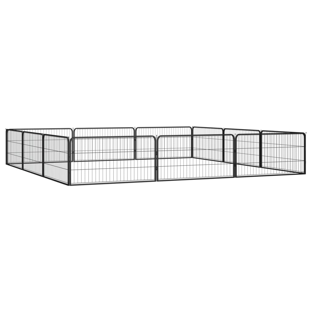 Hondenkennel 12 panelen 100x50 cm gepoedercoat staal zwart is nu te koop bij PeponiXL, paradijselijk wonen!