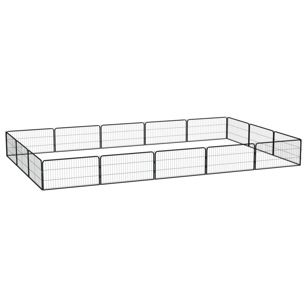 Hondenkennel 16 panelen 100x50 cm gepoedercoat staal zwart is nu te koop bij PeponiXL, paradijselijk wonen!