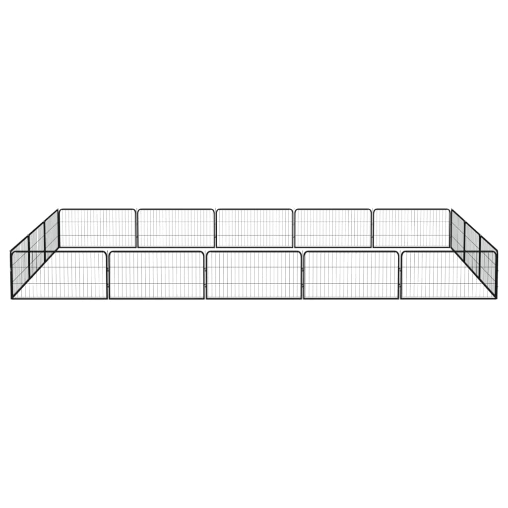 Hondenkennel 16 panelen 100x50 cm gepoedercoat staal zwart is nu te koop bij PeponiXL, paradijselijk wonen!
