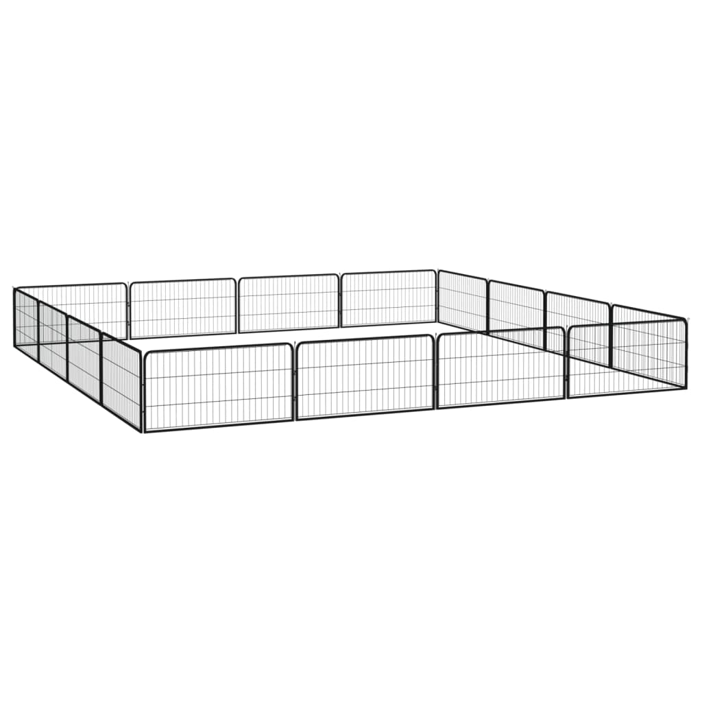 Hondenkennel 16 panelen 100x50 cm gepoedercoat staal zwart is nu te koop bij PeponiXL, paradijselijk wonen!