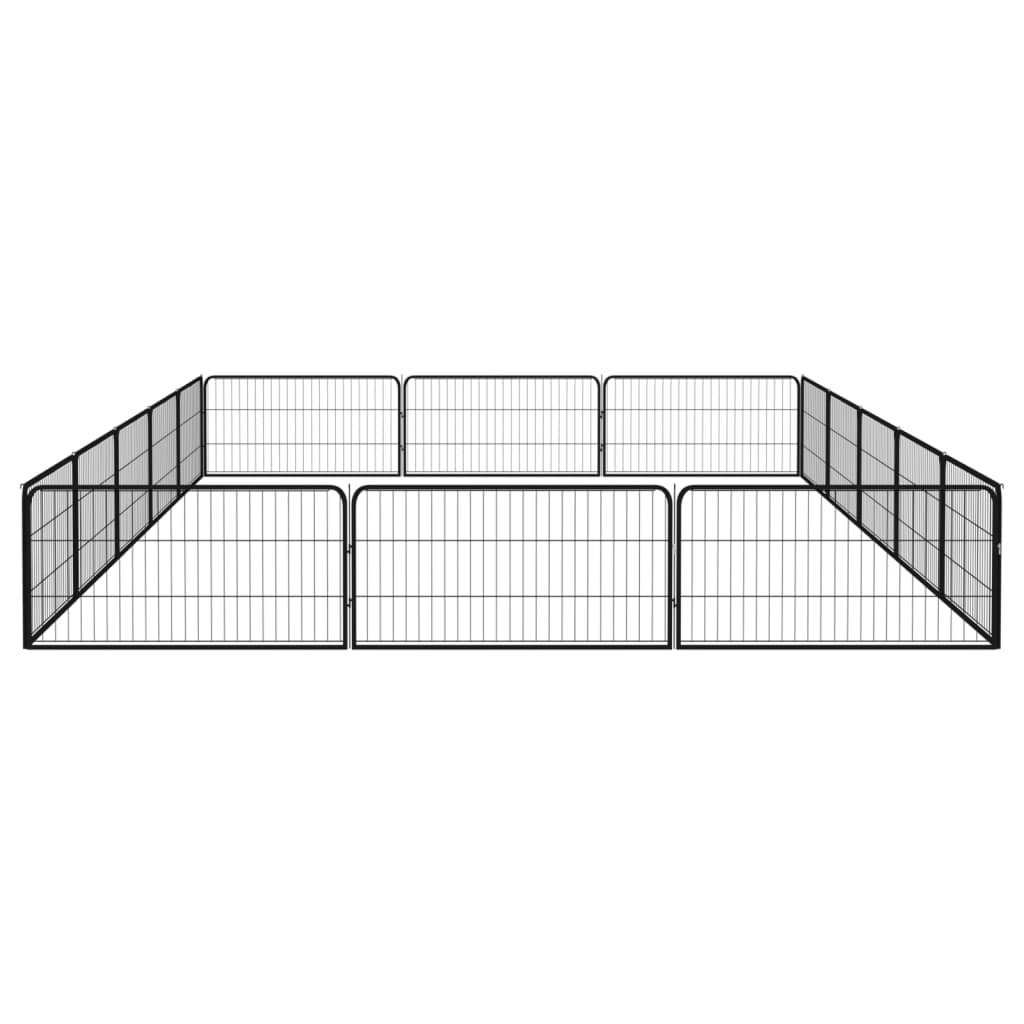Hondenkennel 16 panelen 100x50 cm gepoedercoat staal zwart is nu te koop bij PeponiXL, paradijselijk wonen!