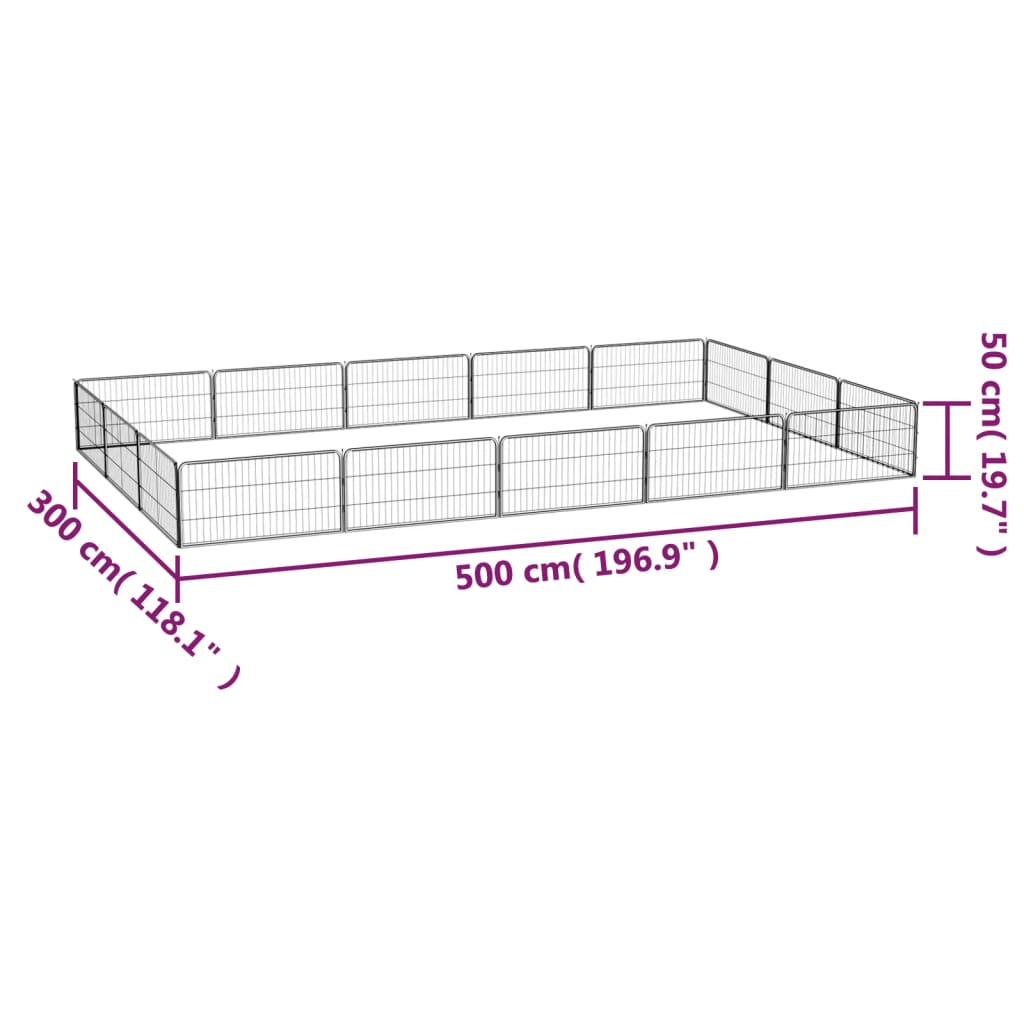 Hondenkennel 16 panelen 100x50 cm gepoedercoat staal zwart is nu te koop bij PeponiXL, paradijselijk wonen!