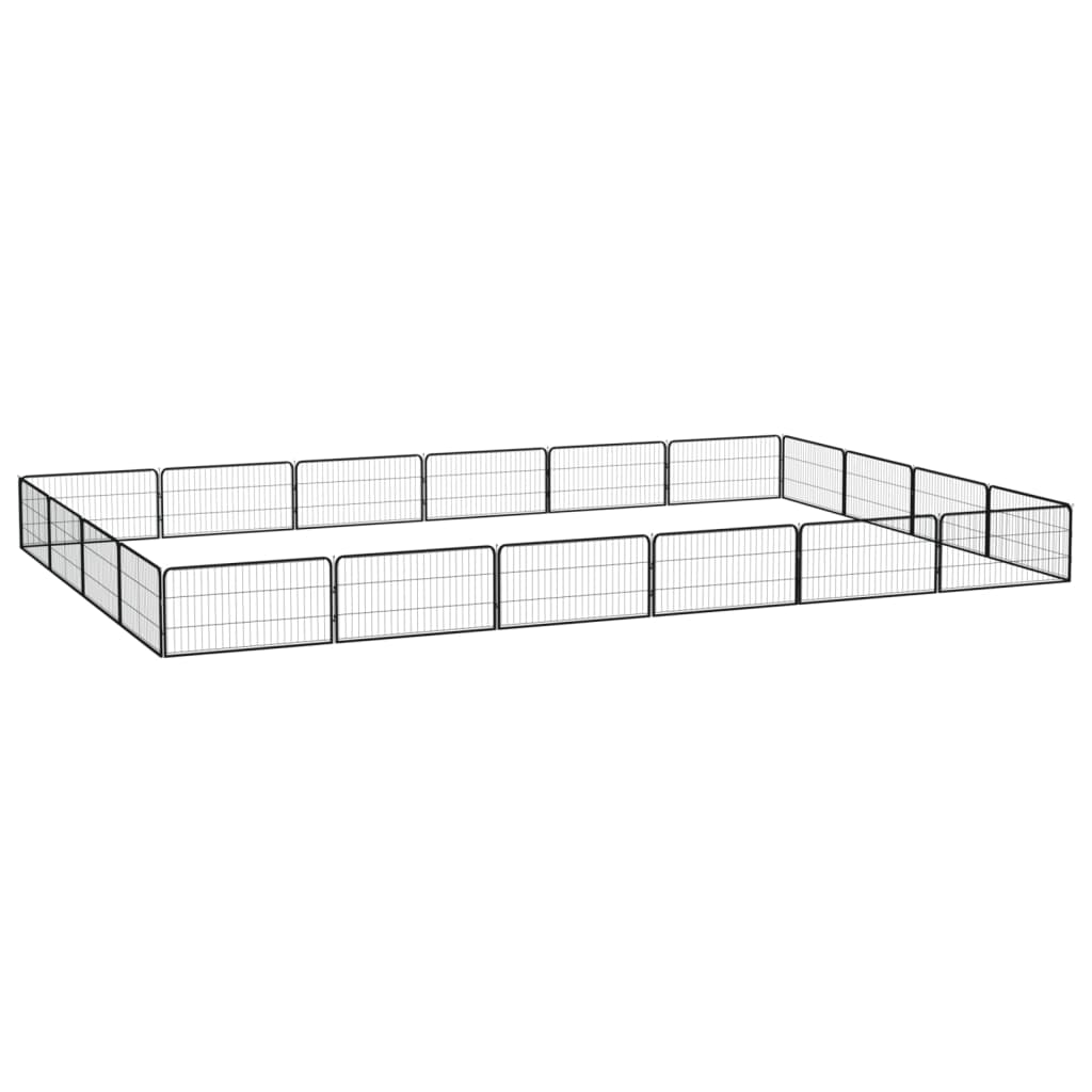 Hondenkennel 20 panelen 100x50 cm gepoedercoat staal zwart is nu te koop bij PeponiXL, paradijselijk wonen!