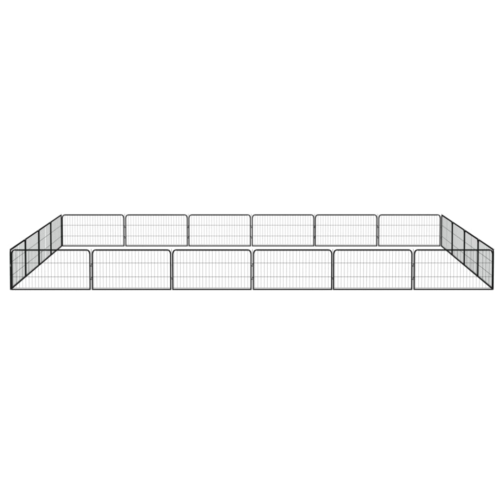 Hondenkennel 20 panelen 100x50 cm gepoedercoat staal zwart is nu te koop bij PeponiXL, paradijselijk wonen!