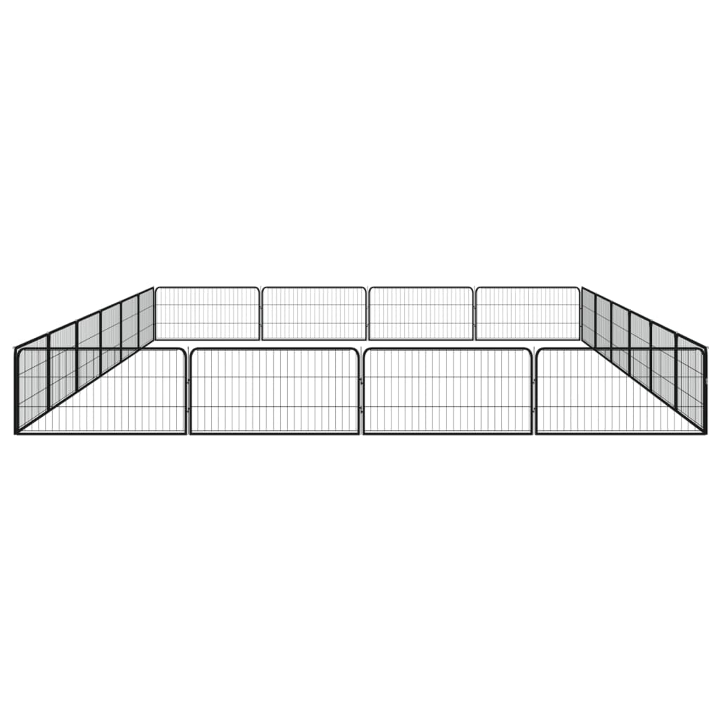 Hondenkennel 20 panelen 100x50 cm gepoedercoat staal zwart is nu te koop bij PeponiXL, paradijselijk wonen!