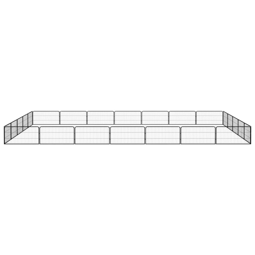 Hondenkennel 24 panelen 100x50 cm gepoedercoat staal zwart is nu te koop bij PeponiXL, paradijselijk wonen!
