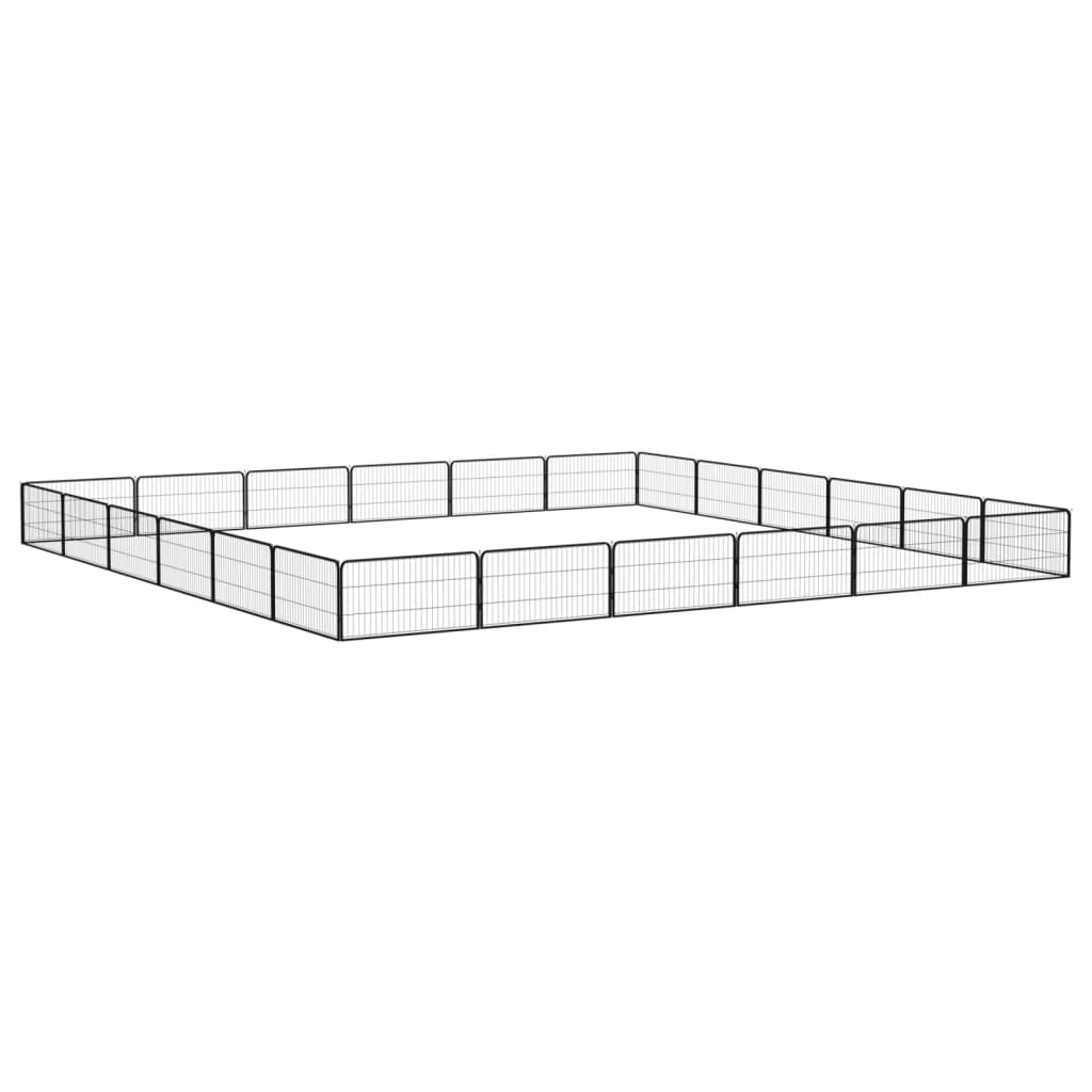 Hondenkennel 24 panelen 100x50 cm gepoedercoat staal zwart is nu te koop bij PeponiXL, paradijselijk wonen!