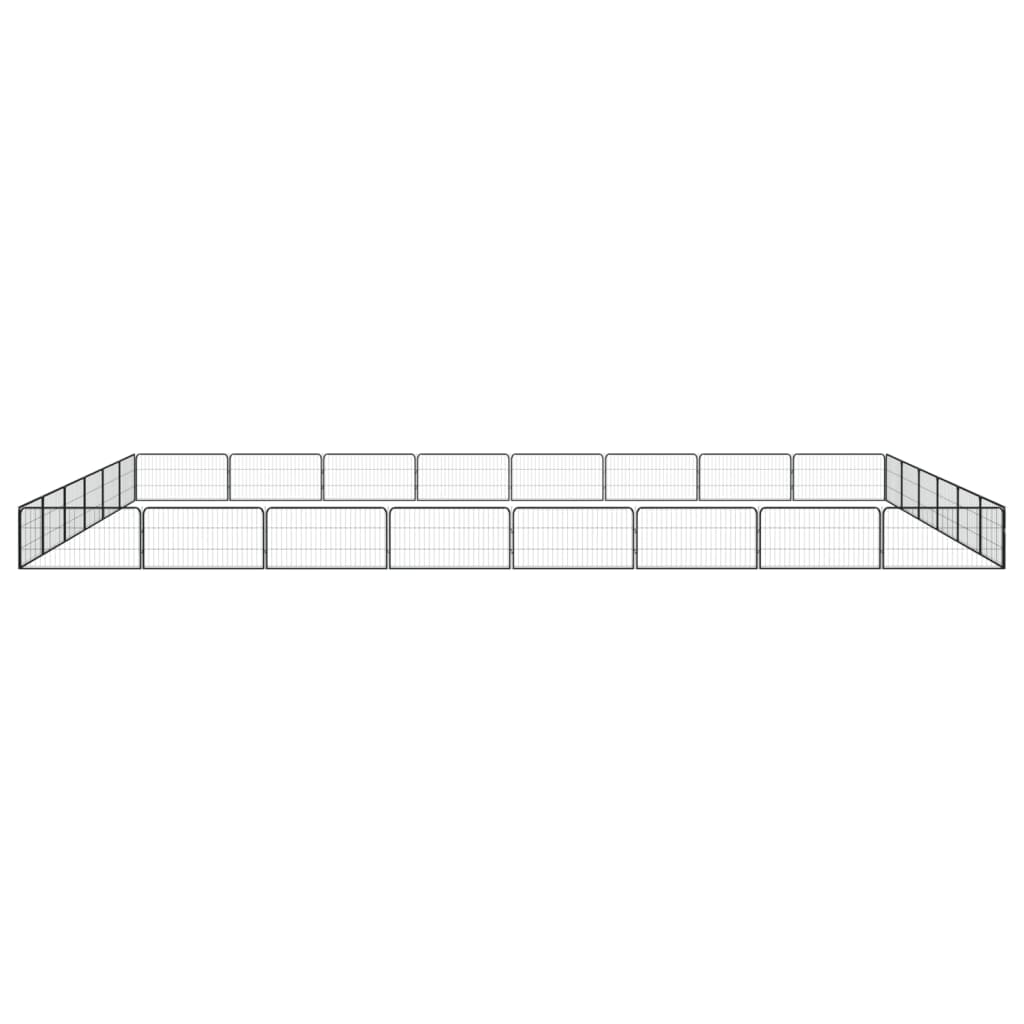 Hondenkennel 28 panelen 100x50 cm gepoedercoat staal zwart is nu te koop bij PeponiXL, paradijselijk wonen!