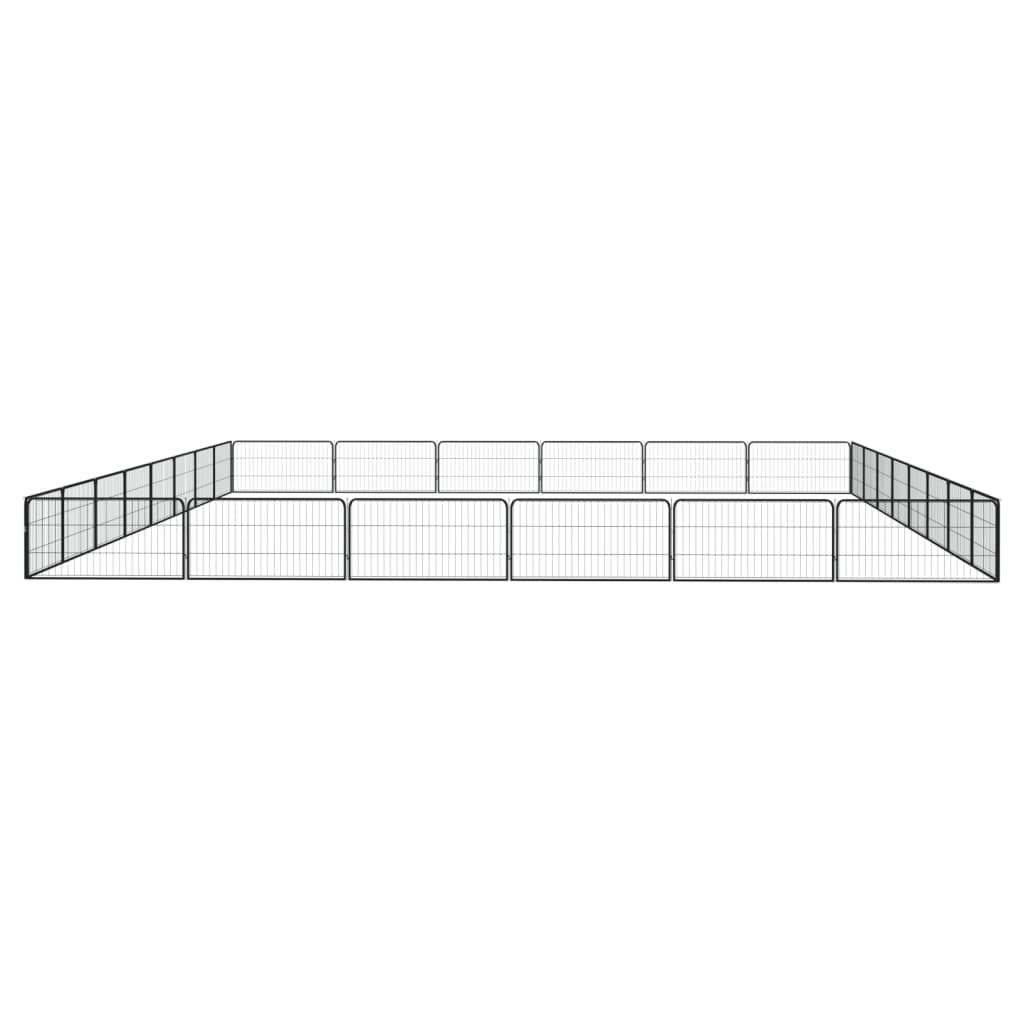 Hondenkennel 28 panelen 100x50 cm gepoedercoat staal zwart is nu te koop bij PeponiXL, paradijselijk wonen!