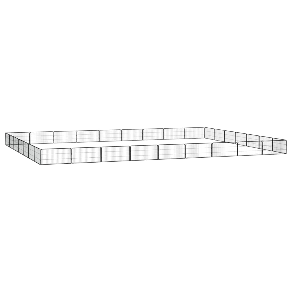 Hondenkennel 32 panelen 100x50 cm gepoedercoat staal zwart is nu te koop bij PeponiXL, paradijselijk wonen!