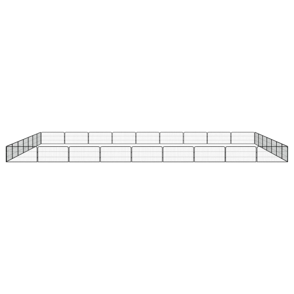 Hondenkennel 32 panelen 100x50 cm gepoedercoat staal zwart is nu te koop bij PeponiXL, paradijselijk wonen!