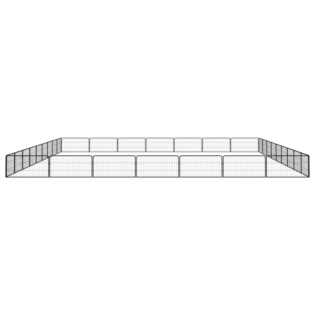 Hondenkennel 32 panelen 100x50 cm gepoedercoat staal zwart is nu te koop bij PeponiXL, paradijselijk wonen!