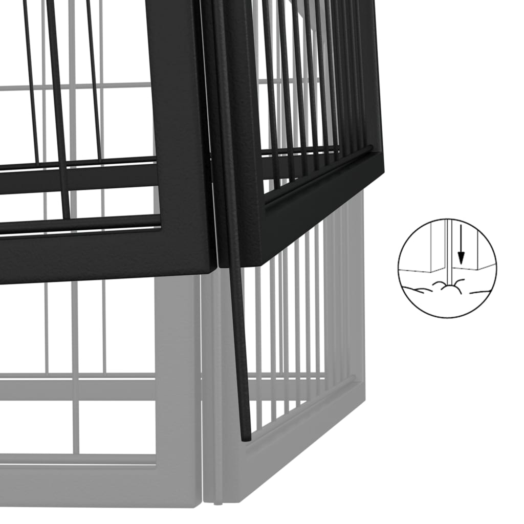 Hondenkennel 32 panelen 100x50 cm gepoedercoat staal zwart is nu te koop bij PeponiXL, paradijselijk wonen!