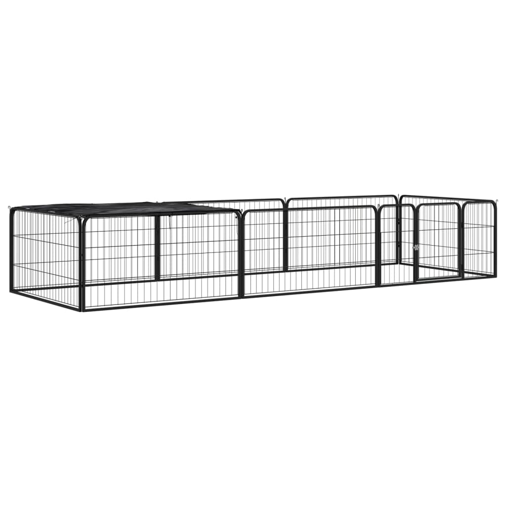 Hondenkennel 8 panelen 100x50 cm gepoedercoat staal zwart is nu te koop bij PeponiXL, paradijselijk wonen!