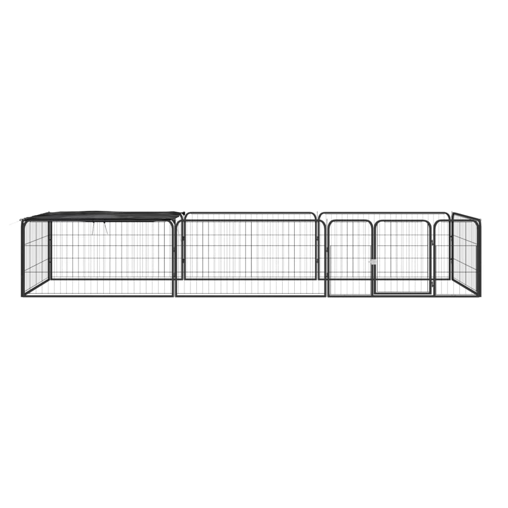 Hondenkennel 8 panelen 100x50 cm gepoedercoat staal zwart is nu te koop bij PeponiXL, paradijselijk wonen!