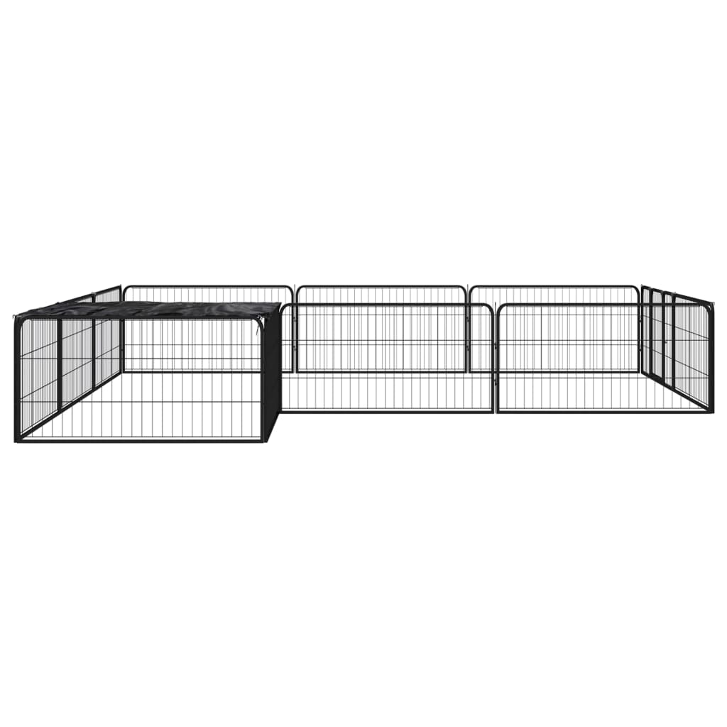 Hondenkennel 12 panelen 100x50 cm gepoedercoat staal zwart is nu te koop bij PeponiXL, paradijselijk wonen!