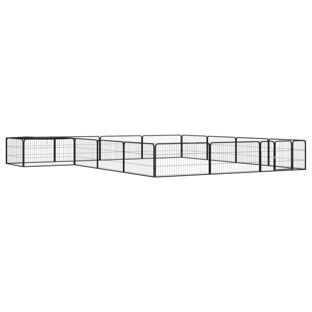 Hondenkennel 16 panelen 100x50 cm gepoedercoat staal zwart is nu te koop bij PeponiXL, paradijselijk wonen!