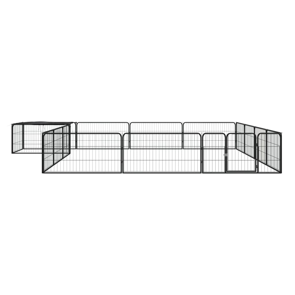 Hondenkennel 16 panelen 100x50 cm gepoedercoat staal zwart is nu te koop bij PeponiXL, paradijselijk wonen!