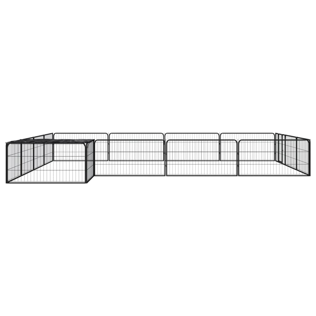 Hondenkennel 16 panelen 100x50 cm gepoedercoat staal zwart is nu te koop bij PeponiXL, paradijselijk wonen!