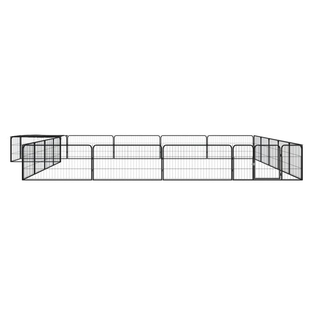 Hondenkennel 20 panelen 100x50 cm gepoedercoat staal zwart is nu te koop bij PeponiXL, paradijselijk wonen!